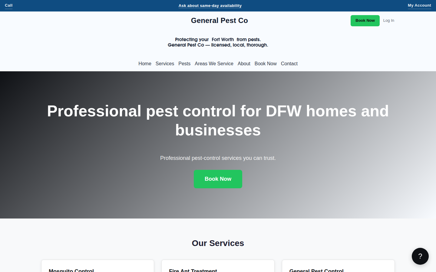 General Pest Co desktop home
