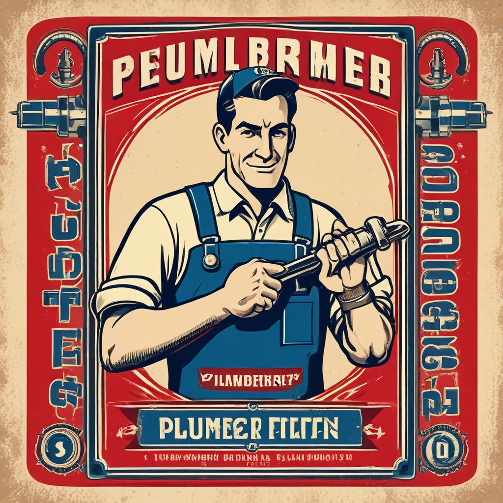 Vintage-style poster celebrating professional plumbing craftsmanship