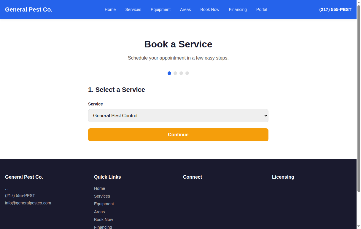 Booking Step 1 - Service Selection